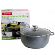 Каструля з кришкою 6.5л з антипригарним покриттям і для індукції та газу Kamille 4426