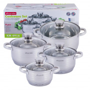 Набір каструль 8 предметів 1,5л, 2л, 3л, 5л з нержавіючої сталі Kamille 4916