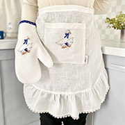 Фартух лляний з вишивкою Гуси GU03 LiMaSo