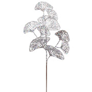 Гілка декоративна 62 см Лист Гінкго YES! Fun 973882 срібло глітер