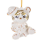 Елочное украшение Тигр с елочкой 8см Lefard 149-450