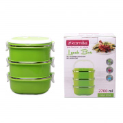 Ланчбокс потрійний для обідів Kamille 2700мл 2114 салатовий