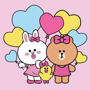 Картина за номерами 25х25 см Лайн Френдс Коні Саллі Чоко та повітряні кульки LED-підсвічування Santi 955017