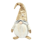 Іграшка м'яка новорічна 44 см Гном в золотому ковпаку LED зірка Novogod'ko 974623