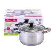 Каструля з кришкою 2.0л з нержавіючої сталі та порожнистими ручками для індукції та газу Kamille 4921