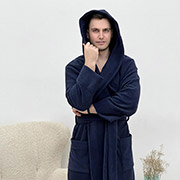 Чоловічий флісовий халат із капюшоном P-915 Cosy темно-синій