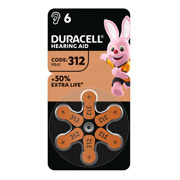 Батарейки для слухових апаратів Duracell розмір 312, 6 шт. в упаковці