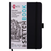 Скетчбук для графіки 16х23 см 80 л. тверда обкладинка Santi 743185 чорний