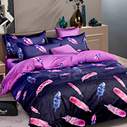 Комплект постільної білизни полісатін Selena Пір'я темні 610200