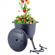 Казан чавунний емальований 10л з кришкою Kamille на ніжках для приготування їжі на вогні та плиті 4802M