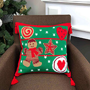 Новорічна в'язана декоративна наволочка Печиво Прованс зелена