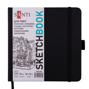 Скетчбук для графіки 18х18 см 80 л. тверда обкладинка Santi 743193 чорний
