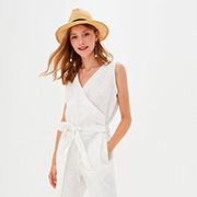 Комбінезон лляний на запах Прованс білий