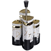 Набік банок для спецій та рідких текстур на підставці 4 шт Yiwu HP-1331 білий мармур