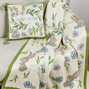 Плед в'язаний Sweet Home кремово-зелений