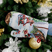 Гобеленова новорічна рукавиця-прихватка Різдвяне багаття Прованс в асортименті