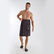 Набір для сауни чоловічий 040-3 коричневий Nusa спідниця і капці