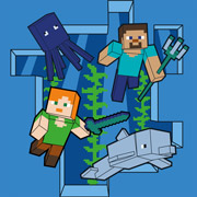 Картина по номерам 25х25 см Майнкрафт Стів та Алекс у підводному світі Santi 955475