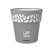 Горщик пластиковий круглий з автополивом Opera Cloe 30 см Stefanplast 94167 сірий-білий