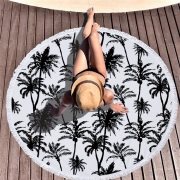 Рушник пляжний круглий із бахрамою Homytex Пальми білий