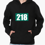 Худі чоловічий Номер 218 Парк кальмара Squid Game MobiPrint 9225-3354 чорний