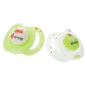 Набір пустушок анатомічних з нубікамі і світиться ручкою 0-6мес + Nuby green