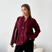 Кардиган жіночий Casual Wool Art Knit бордовий