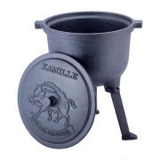 Казан чавунний 7л з кришкою Kamille на ніжках для приготування їжі на вогні та плиті 4801V