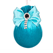 Елочный шар с брошкой Бирюзовая подвеска 8см Lefard 085-159