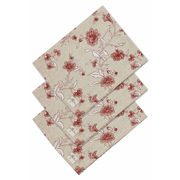 Набір із 3 бавовняних серветок Квіти Бордо Прованс