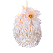 Елочный шар 8 см с бахромой и цветочной композицией Шампань Lefard 085-210