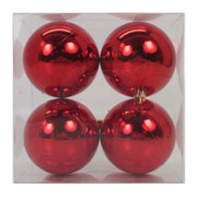 Набір ялинкових куль 8 см 4 шт Novogod'ko 974907 червоні глянець