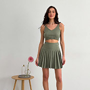 В'язана спідниця пліссе Kayla Art Knit хакі