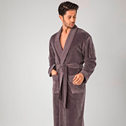 Халат чоловічий довгий велюр-махра Nusa NS-20665 fume