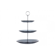 Блюдо триярусна Viva Monaco Black 25,20,15 см кругле S3020T / S3-Black