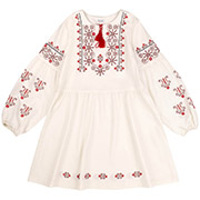 Сукня лляна з вишивкою ПЛ379 Бембі 2L6-молочний-червоний