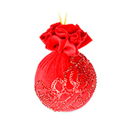 Ялинкова куля з червоною прикрасою Червоний Маскарад 8 см Lefard 085-052