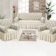 Жакардові чохли для дивана та 2 крісел Love you кремовий