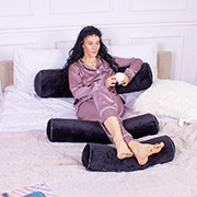 Подушка-валик 8131 Velvet Line 28-0007 Black EcoSilk велюр MirSon