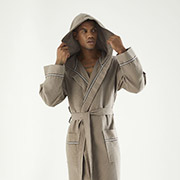 Халат чоловічий вафельний довгий з капюшоном Nusa NS-24680 beige