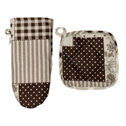 Набір прихватка і рукавиця Печворк коричневий Прованс