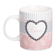 Чашка порцелянова 400 мл Love Liling Rongxiang Ceramic RX-N240143PKV рожева з білим