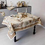 Скатертина новорічна гобеленова Золоте свято Прованс