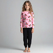 Піжама для дівчинки 0822202мін футер-тринитка Татошка рожево-чорний