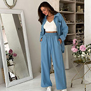 Штани бавовняно-лляні Прованс блакитні