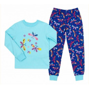 Піжама з інтерлоку для дівчинки Бембі ПЖ53 блакитна з синім