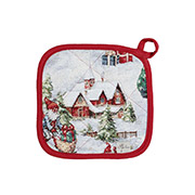 Прихватка кухонна новорічна гобеленова Снігова зима Прованс 20х20 см в асортименті