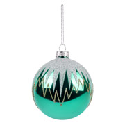 Куля новорічна 8 см Novogod'ko 973844 зелена глянець орнамент