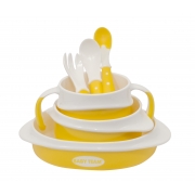 Набір тарілка глибока і дрібна, вилочка, ложечка велика і маленька, чашка, нагрудник Baby Team AKT-6090