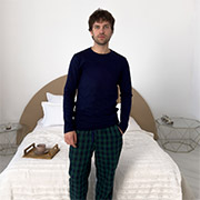 Чоловіча піжама Бруклін HH F230PL20/1 лонгслів і штани Cosy зелено-синя